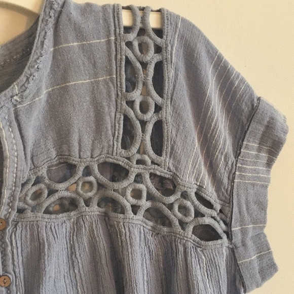 Free People Cedar Lace Blue Pullover Top - Picture 7 of 11